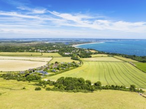 Ballard Cliff over Studland from a drone, Jurassic Coast, Dorset Coast, Poole, England, United