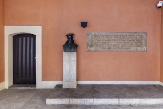 Bust of Dr Georgius Agricola, honorary citizen and founder of modern mineralogy Chemnitz, Saxony,