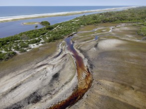 Landscape in Loango National Park, Parc National de Loango, Atlantic Ocean, aerial view,