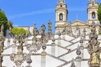 Monumental baroque stairway leading Bom Jesus do Monte church, Braga, Minho Province, Portugal,