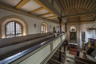 Gallery and chancel of the baroque church of St Veit, built in 1464, Altenthann, Middle Franconia,