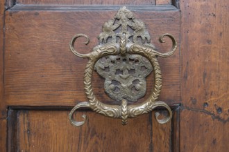 Historic door knocker from the 16th century, Bavaria, Germany, Europe