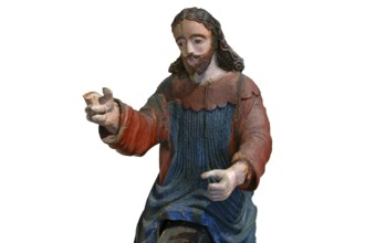 Christ on the palm donkey, on a white background, detail, wooden figure from around 1400, Museum