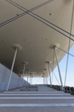 Stairs to the viewing terrace under a floating flat roof, cultural centre of the Stavros Niarchos