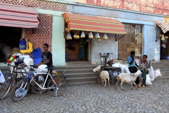 Aksum, Axum, street scene, business and trade on the street, Ethiopia, Africa