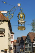 Inn, medieval town, with half-timbered houses, Ochsenfurt, Mainfranken, Lower Franconia, Franconia,