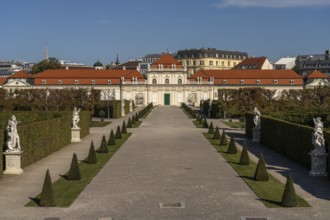 Palace gardens and the Lower Belvedere Palace in Vienna, Austria, Europe