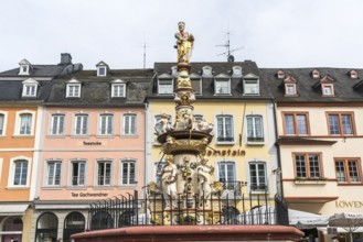 St Peter's Fountain on the main market square in Trier, Rhineland-Palatinate, Germany, Europe