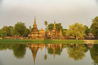 The central Buddhist temple Wat Mahathat in the UNESCO World Heritage Sukhothai Historical Park,