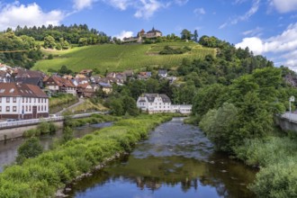 Eberstein Castle and Obertsrot on the River Murg, Gernsbach, Murg Valley, Black Forest,