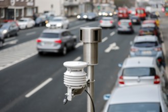 Oberhausen, North Rhine-Westphalia, Germany - Air quality measuring station on the B 223 federal