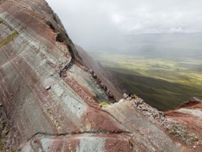 Hiking couple in the Peruvian Andes, Pallay Punchu Rainbowmountain, Layo, Peru, South America