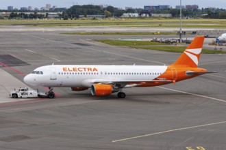 An Electra Airways Airbus A320 aircraft with the registration number LZ-EAH at Schiphol Airport in