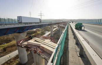 Hagen, North Rhine-Westphalia, Germany - New construction of the A45 Lennetal motorway bridge, the