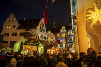 Historic Christmas Market in the Stable Courtyard of the Royal Palace, Dresden, Saxony, Germany,