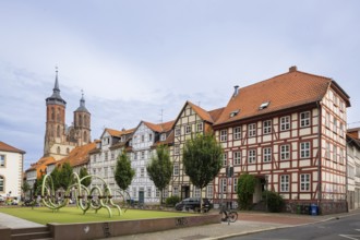 Old Town Playground at the Historical SUB, Göttingen cityscape, Göttingen, Lower Saxony, Germany,