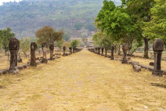 Processional way to the mountain temple Wat Phu, Champasak province, Laos, Asia