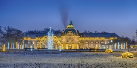 Christmas lights Snow Winter spa garden Kaiserpalais Bad Oeynhausen Germany