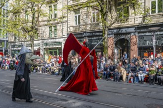 Costumed participants of the guest canton Schwyz, parade of the historically costumed guildsmen,