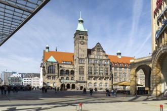 New town hall with town hall tower on the market square in Chemnitz, Saxony, Germany, Europe