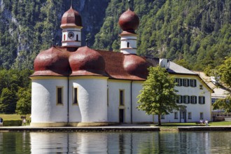 Pilgrimage church St. Bartholomä am Königssee, Berchtesgaden National Park, Berchtesgadener Land,