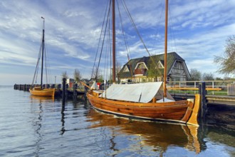 Fischland Brauerei, brewery and Zeesenboote, traditional sailing boats in Althagen harbour,