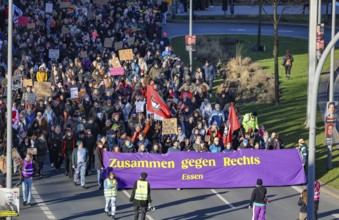 Essen, North Rhine-Westphalia, Germany - Demonstration against the right in Essen's green centre,