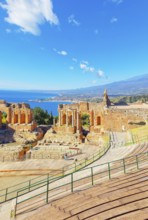 The Greek theatre, Taormina, Sicily, Italy, Europe