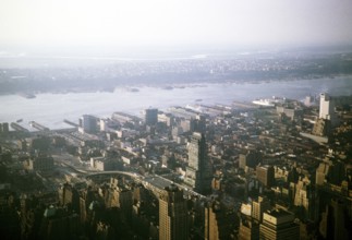 View to the north-west of the Hudson River and New Jersey, Manhattan, New York, USA 1964