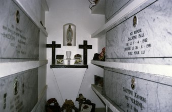 Cimetière d'Ajaccio, cemetery at Ajaccio, Corsica, France in 1998 inside family burial crypt