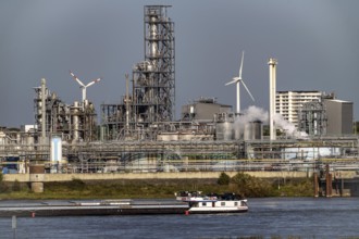 Cargo ship on the Rhine near Emmerich, Kao Chemicals backdrop, specialising in surfactants, KLK,