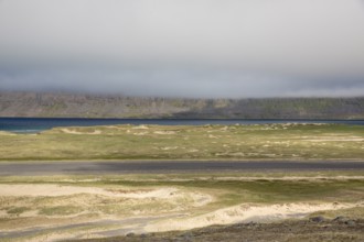 Coastal landscape at the road 612 along Patreksfjördur, NW Iceland