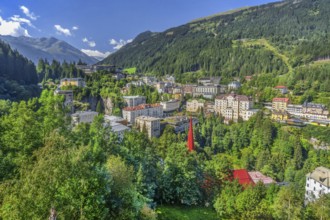 View of the village with Radhausberg 2613m, Bad Gastein, Gastein valley, Hohe Tauern, Pongau,