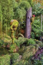 Moss sculptures on the Gilf promenade in the spa area, Merano, Burggrafenamt, Adige Valley, South