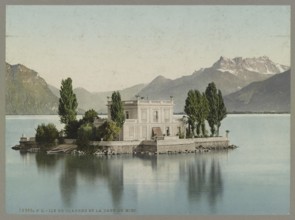 Geneva, Switzerland. Clarens Island and the Dent du Midi, digitally restored reproduction from a