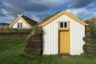 Grass sod houses, peat farm or peat museum Glaumbaer or Glaumbær, Skagafjörður, Norðurland vestra,