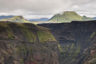 Markarfljótsgljúfur, Markarfljót Canyon near Emstrur, Laugavegur, in the back right the mountain