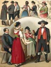 Traditional costumes in Germany around 1820, Baden, Schapbach and Kinzigtal, A couple serving