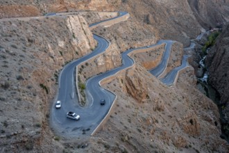 Mountain pass with serpentines, Gorges du Dades, Dades Gorge, Tamellalt, Morocco, Africa