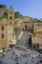 Cathedral square with cathedral in the historic centre, Amalfi, Amalfi Coast, Amalfitana, Campania,