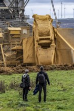 Opencast lignite mine Garzweiler 2, bucket wheel excavator 261 excavating the surface, at the rest