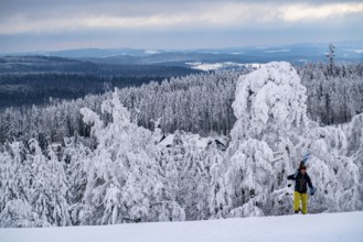 Winter in Sauerland, Hochsauerlandkreis, at Kahler Asten, near Winterberg, few tourists, visitors,