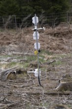 Weather station, collects weather data, in the Arnsberg Forest nature park Park, over 70 per cent