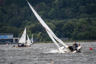 Lake Baldeney, sailing boats, Essen, North Rhine-Westphalia, Germany, Europe