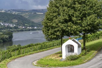 Upper Middle Rhine Valley, wayside chapel in the Kapellenberg vineyard near Lorch, Hesse, Germany,