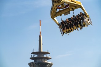 The Rhine Fair in Düsseldorf, in the Rhine meadows in the Oberkassel district, on the Rhine, North