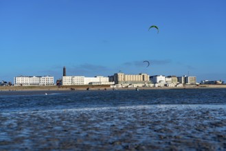 Skyline of Borkum, beach, island, East Frisia, winter, season, autumn, Lower Saxony, Germany,