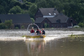 High water on the Ruhr, after long heavy rainfall the river came out of its bed and flooded the