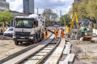 Construction site at the main railway station, for the new Citybahn, a new tram line over 5 km