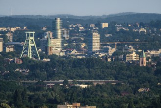 View over the central Ruhr area, from north to southeast, on the skyline of the city centre of